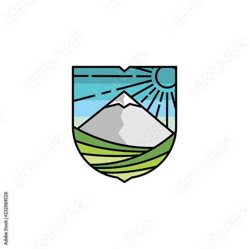 Line art vineyard logo design illustration, mountain logo design