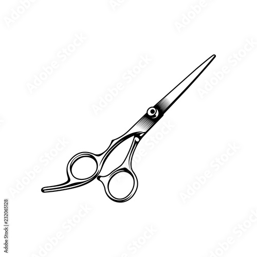 Barber scissors vector illustration, barber logo design
