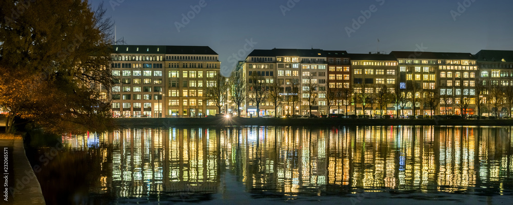 Panorama Hamburg Ballindamm am Abend