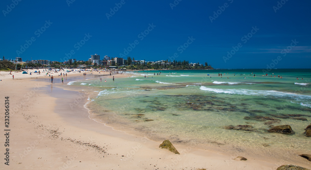 CALOUNDRA, AUS - Nov 04 2018: Hot sunny day at Kings Beach Calundra, Queensland CALOUNDRA, AUS - Nov 04 2018: Hot sunny day at Kings Beach Calundra, Queensland