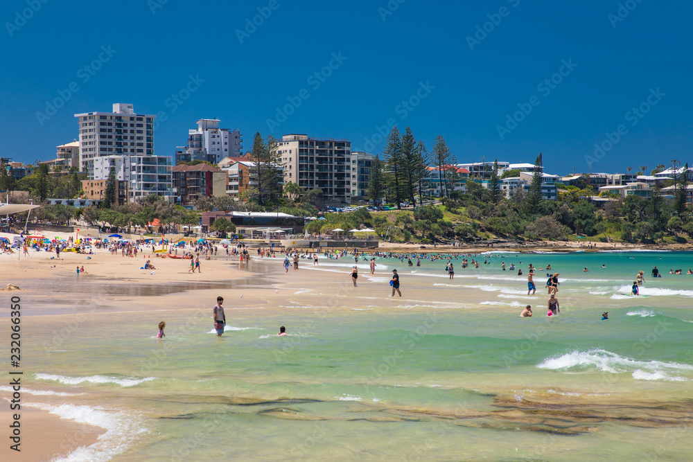 CALOUNDRA, AUS - Nov 04 2018: Hot sunny day at Kings Beach Calundra, Queensland