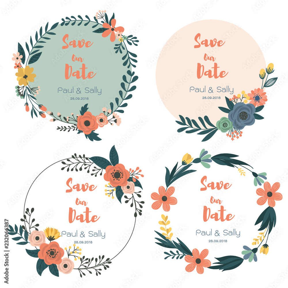 botanic card with wild flowers, leaves. Floral wreaths, invite. Vector decorative greeting card or invitation design background. Hand drawn illustration