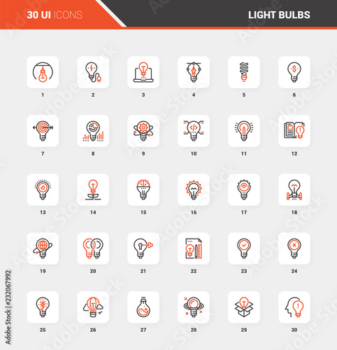 Light bulbs Flat Line Web Icon Concepts