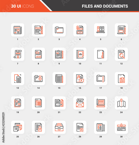 Files and Documents Flat Line Web Icon Concepts