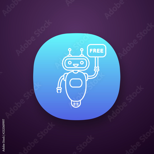 Chatbot with free in speech bubble app icon