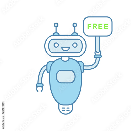 Chatbot with free in speech bubble color icon