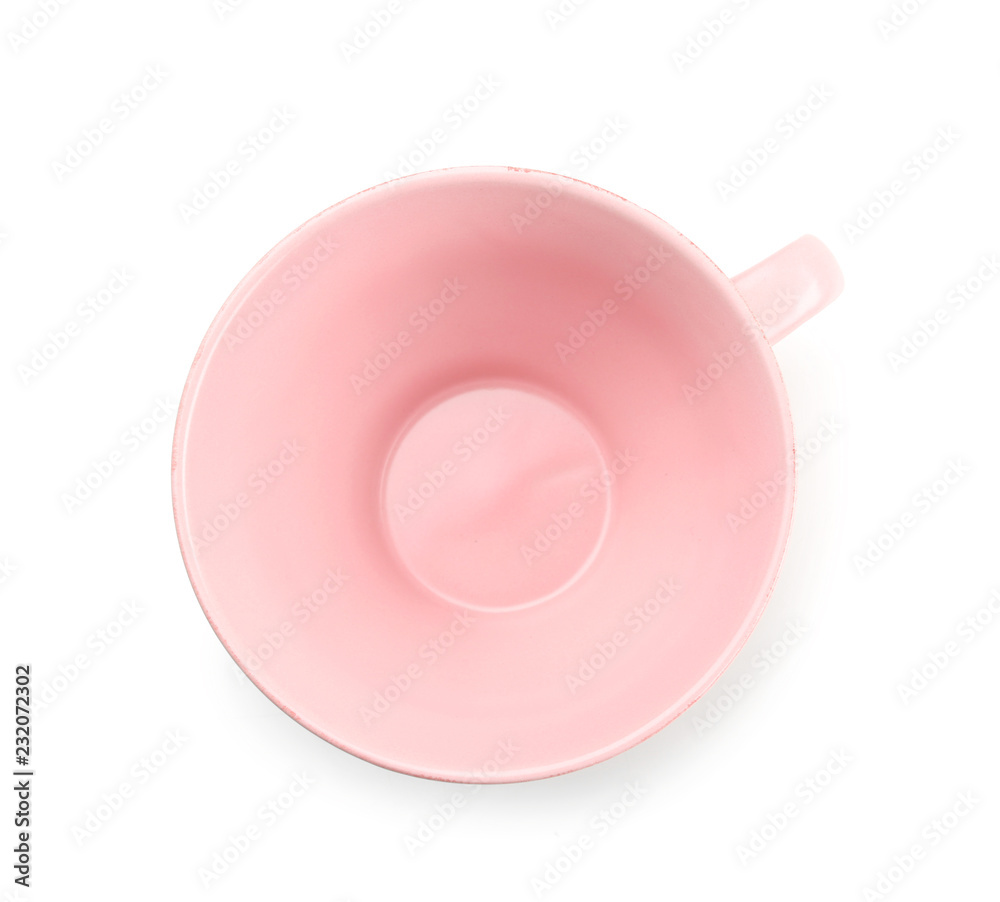 Clean empty cup on white background Clean empty cup on white background