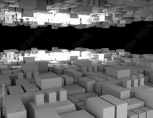 abstract cubes background city 3d. 3d rendered illustration