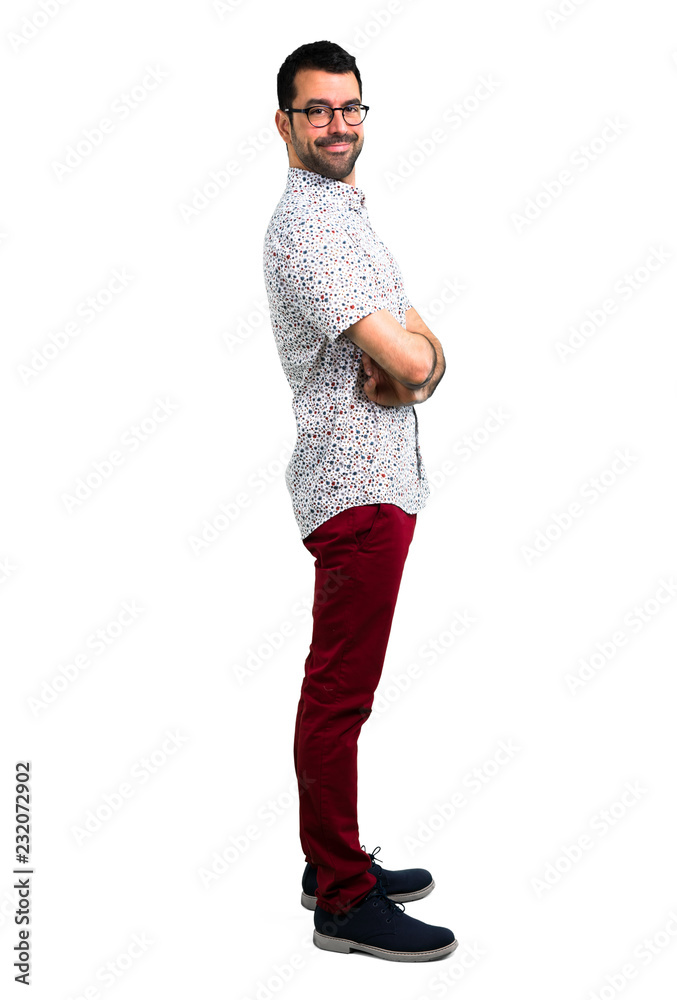 Handsome man with glasses keeping arms crossed Handsome man with glasses keeping arms crossed