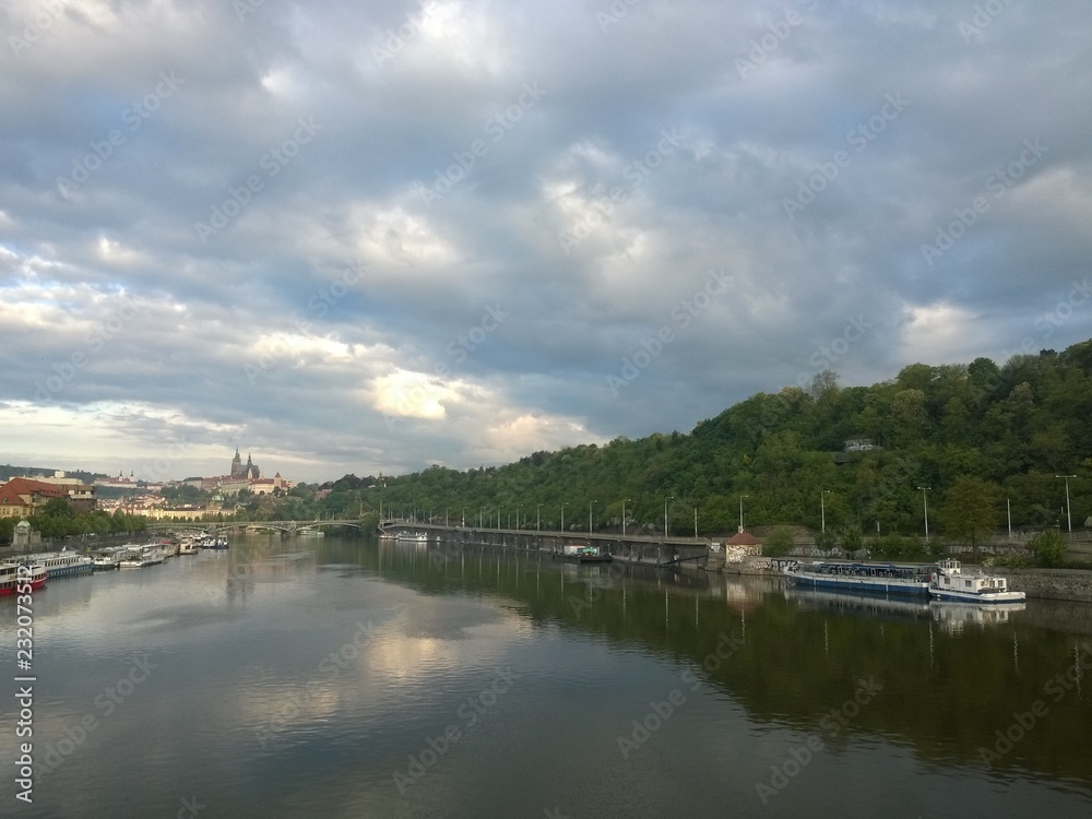 Panorama view of river part of Prague
