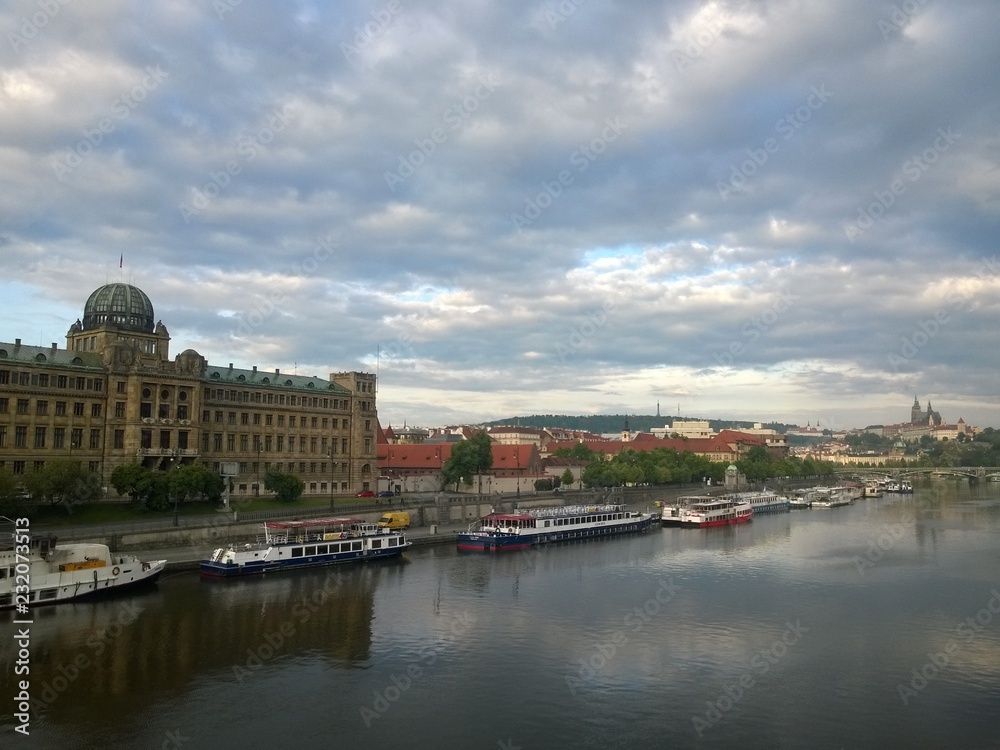 Panorama view of  river part of Prague