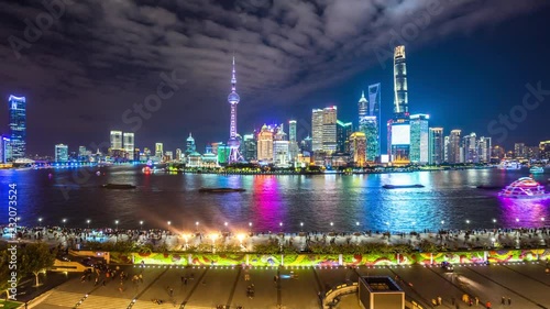 timelapse of shanghai city skyline in  china