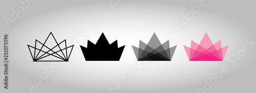 Linear Crown abstract Logo design vector template. Creative Business Logotype concept icon. Fashion logo