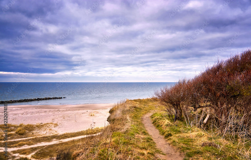 Path on the cliff in Ahrenshoop at the Baltic Sea in Germany. Path on the cliff in Ahrenshoop at the Baltic Sea in Germany.