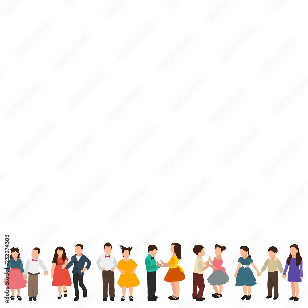 vector, isolated, children stand, flat style vector, isolated, children stand, flat style