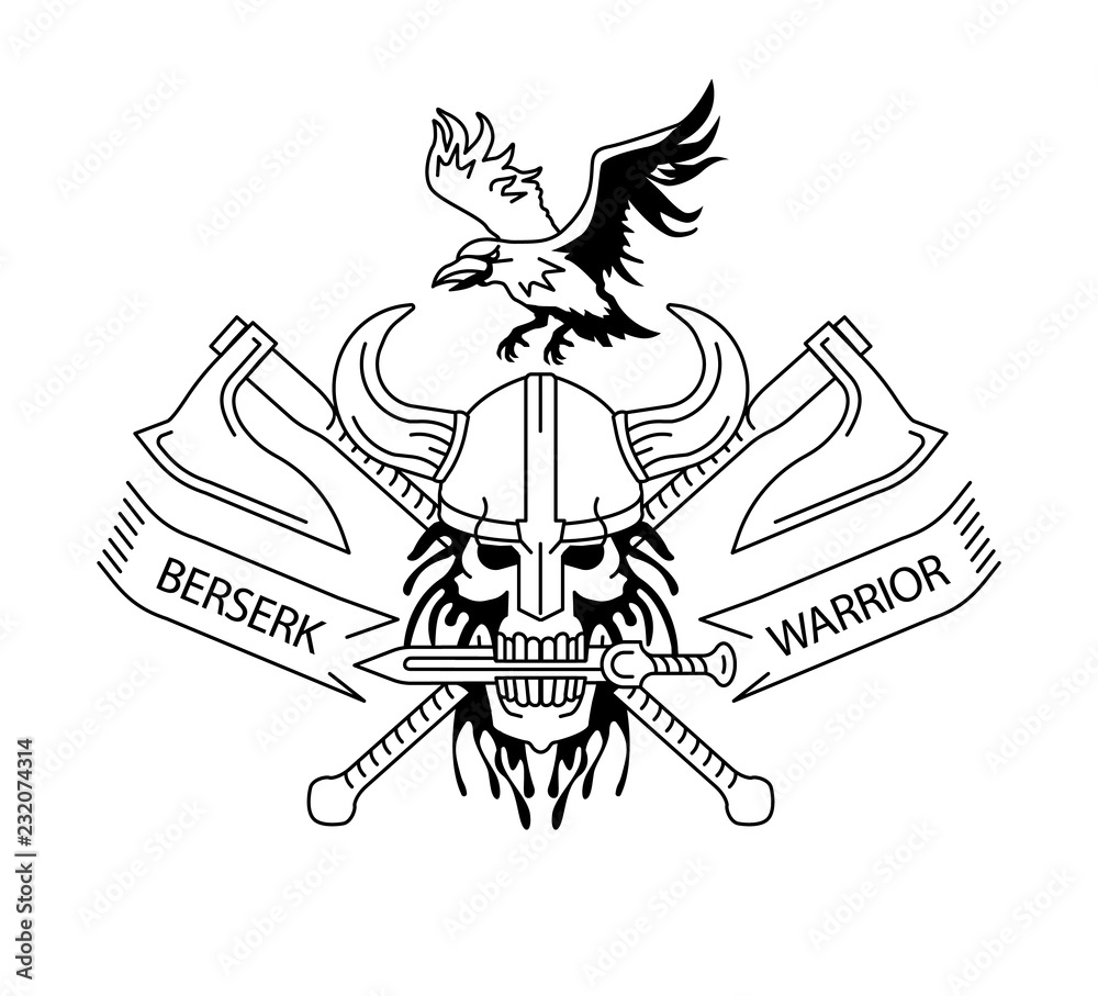 Viking Scull Logo Emblem