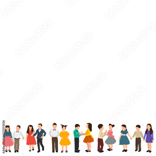 vector, isolated, children stand, flat style