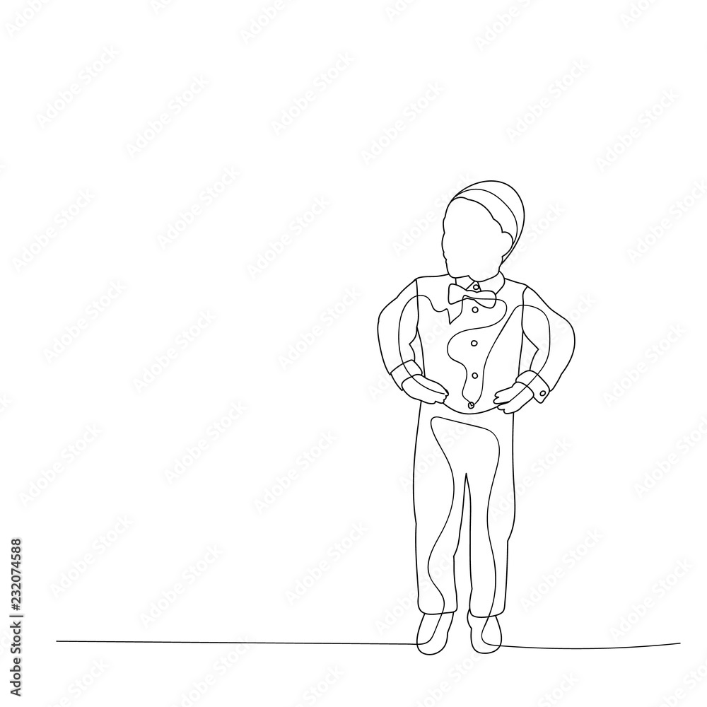 vector, isolated, boy, sketch of lines
