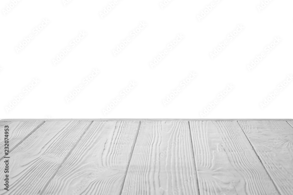 Wooden surface against white background