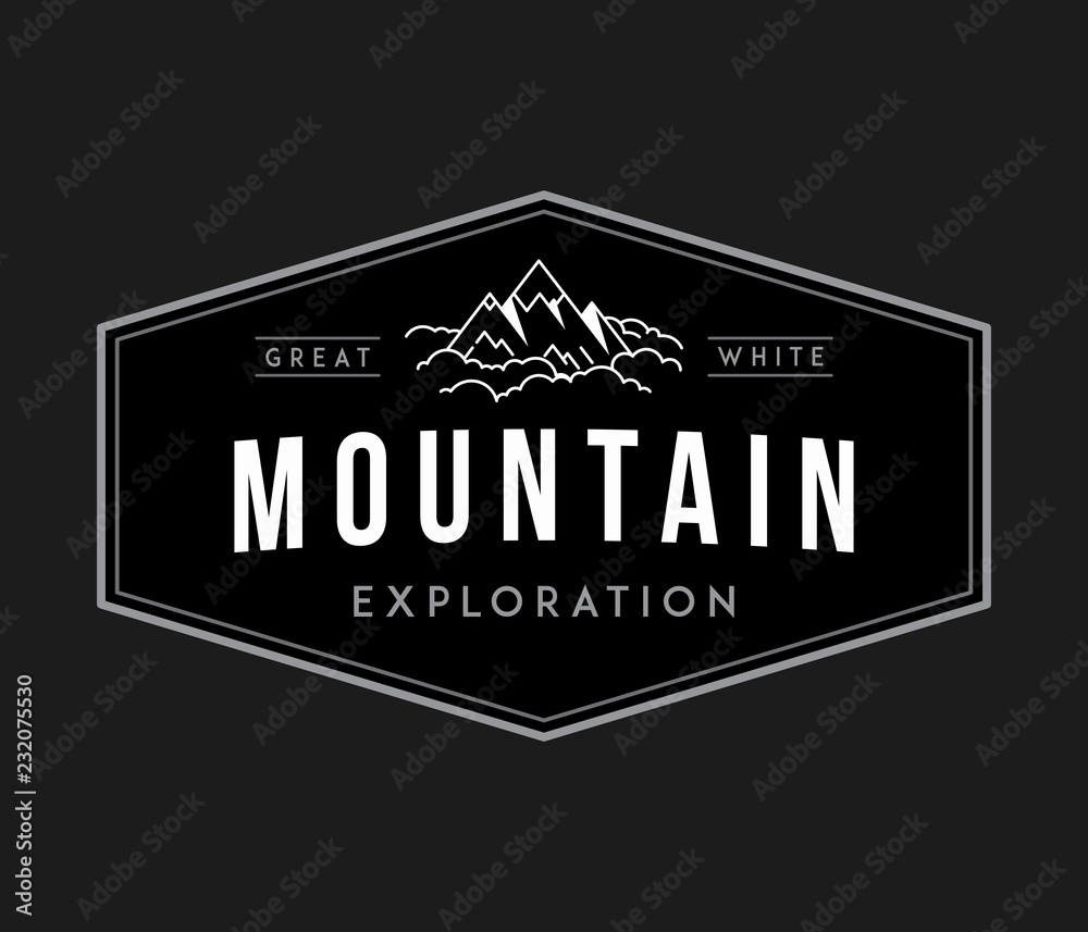 Outdoor mountain expedition white on black