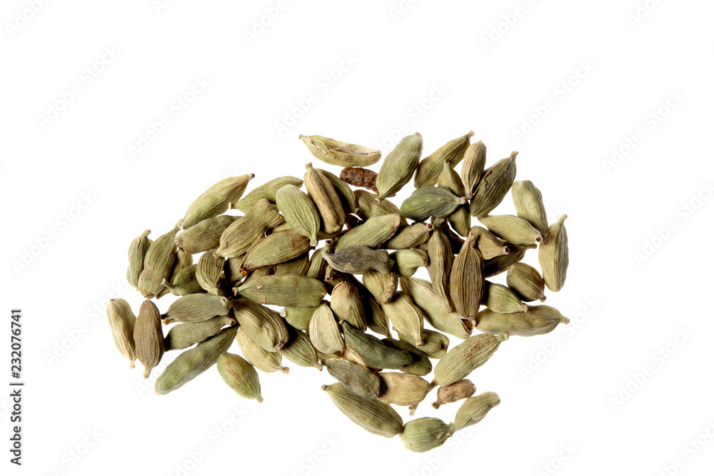 green cardamom pods isolated on white background with clipping path and copy space green cardamom pods isolated on white background with clipping path and copy space