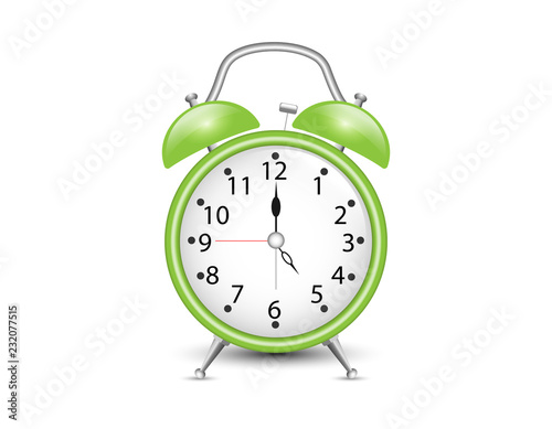 Vector of Green alarm clock on white background