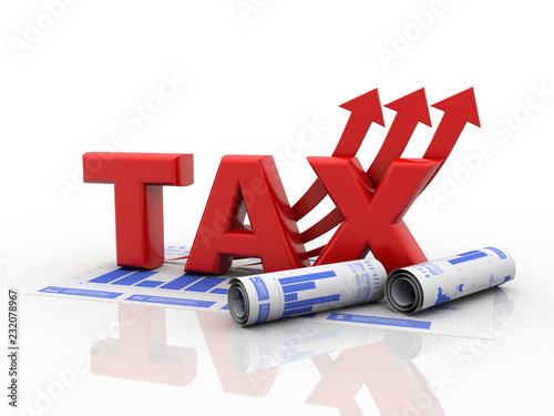 3d rendering Rising tax concept
