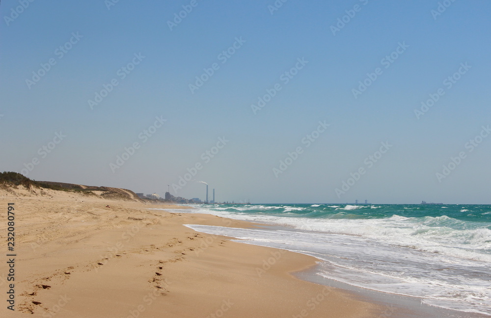 photo of the seashore in Israel, Mediterranean Sea, summer