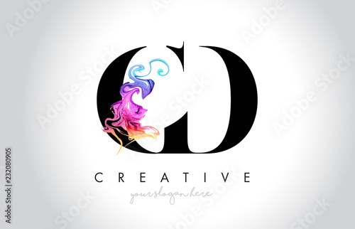 CD Vibrant Creative Leter Logo Design with Colorful Smoke Ink Flowing Vector
