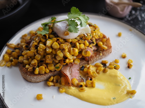 corn poached egg on toast
