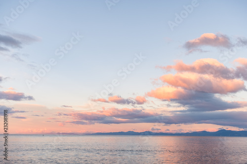 Beautiful cloudscape over the sea at sunset.