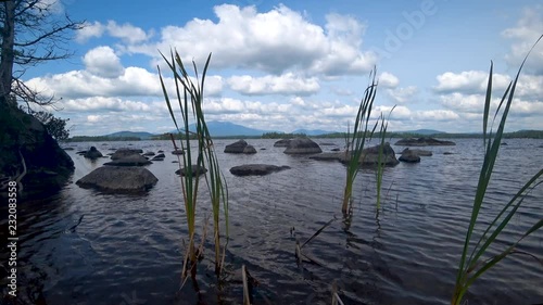 At water level lake with Maine mountain in the background - Katahdin photo