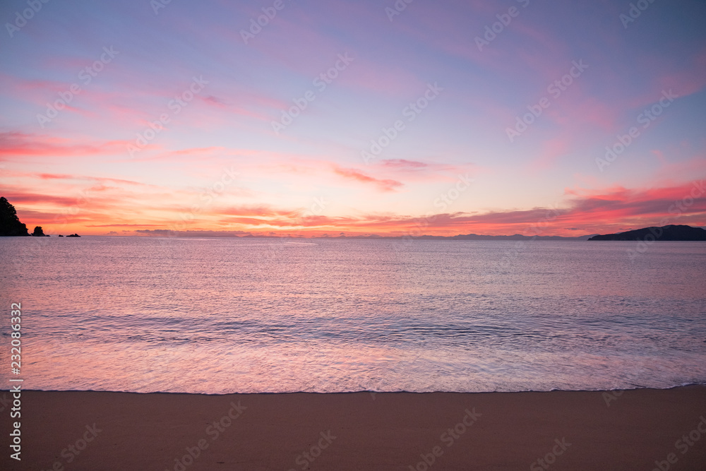 Beautiful sunrise and dusk scene over the sea in the morning.