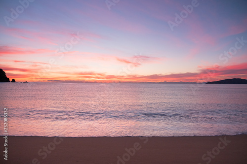 Beautiful sunrise and dusk scene over the sea in the morning.