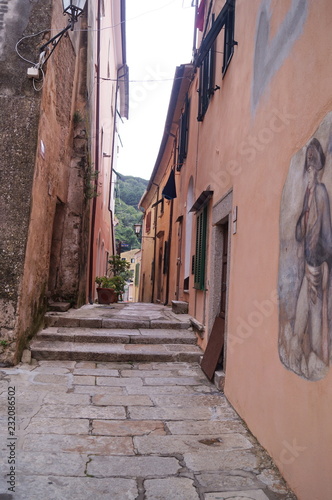 Street in the village of Poggio  Elba Island  Tuscany  Italy