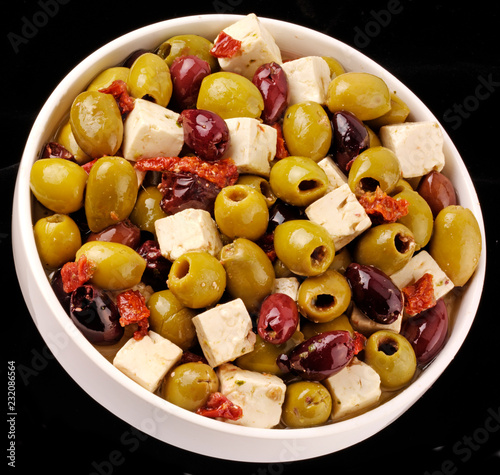 Canvas-taulu GREEK OLIVE MIX WITH FETA CHEESE
