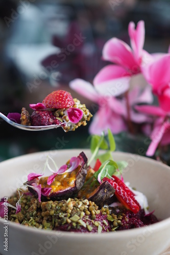 Healthy chia pudding with fruit