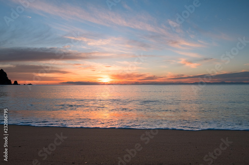 Beautiful sunrise and dusk scene over the sea in the morning.