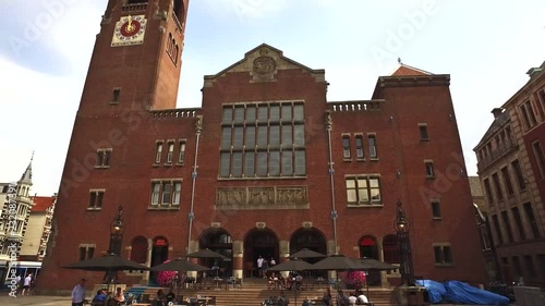 The old stock exchange building, Beurs of Berlage, nearby the Dam in Amsterdam photo
