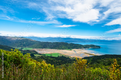 A beautiful beach along the coastline in Abel Tasman National Park, South Island, New Zealand.