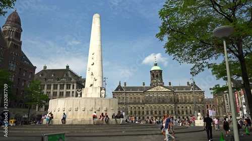 The Dam Square, the National Monument and the Royal Palace Amsterdam photo