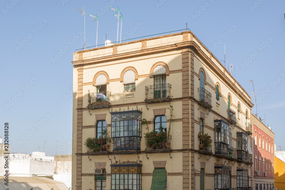 Fototapeta premium ornate Urban Residential Buildings in the Spanish city of Seville
