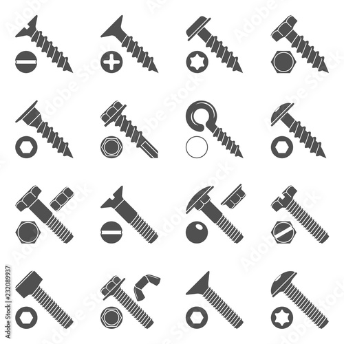 Black Icons - Screws & Bolts