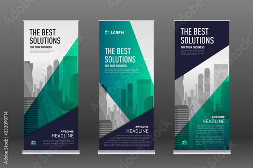 Construction roll up banner design templates set