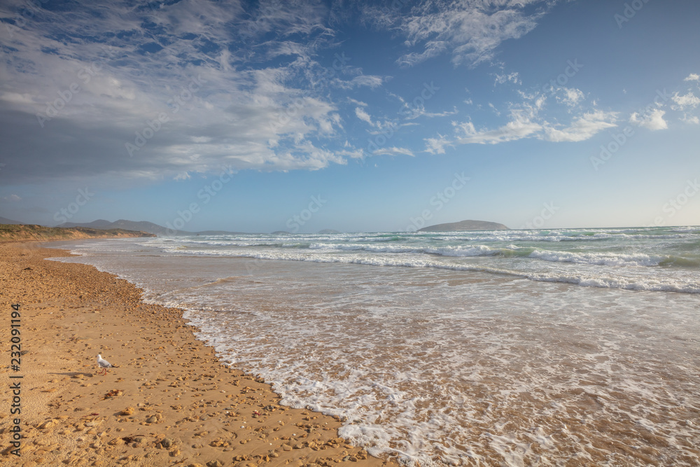 Waves breaking on Cotters beach in Wilson's promontory national park, Victoria, Australia