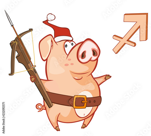 Astrological Sign in the  Zodiac Archer, Sagittarius. Cartoon Character