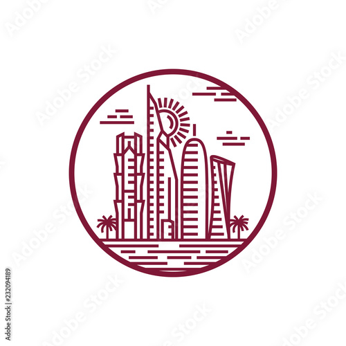 Qatar City Tower logo design inspiration, Qatar tower vector 
