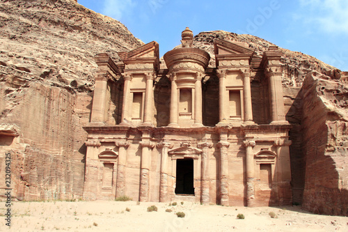 Facade of ancient monastery Ad Deir in Petra, Jordan