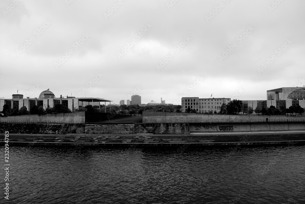 Panorama of Berlin in Black and White