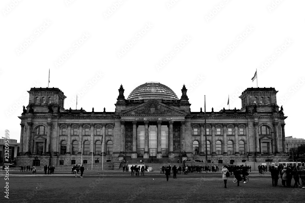 Parliament of Germany in Berlin in Black and White